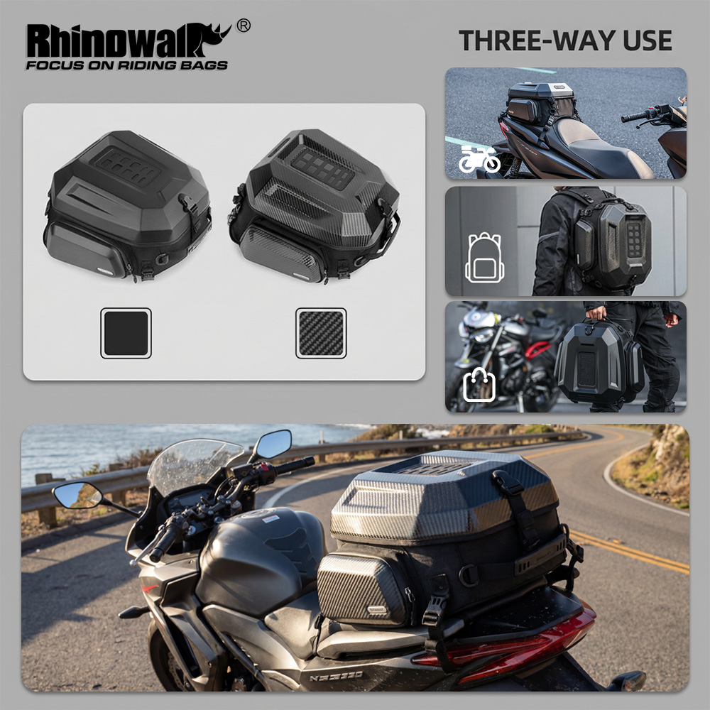 Motorcycle Gear Warehouse - กระเป๋าท้ายมอเตอร์ไซค์ Rhinowalk กันน้ำ ขยายได้ กระเป๋าเก็บสัมภาระ กระเป๋าเป้สะพายหลัง