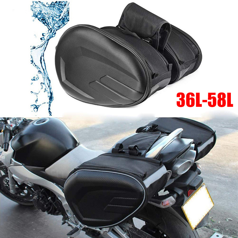 Motorcycle Gear Warehouse - สีดํา 36-58L รถจักรยานยนต์ Saddlebags กันน้ําสกู๊ตเตอร์หางกระเป๋าเดินทางถุงอานมอเตอร์ไซด์ด้านข้างหมวกกันน็อคขี่กระเป๋าเดินทาง
