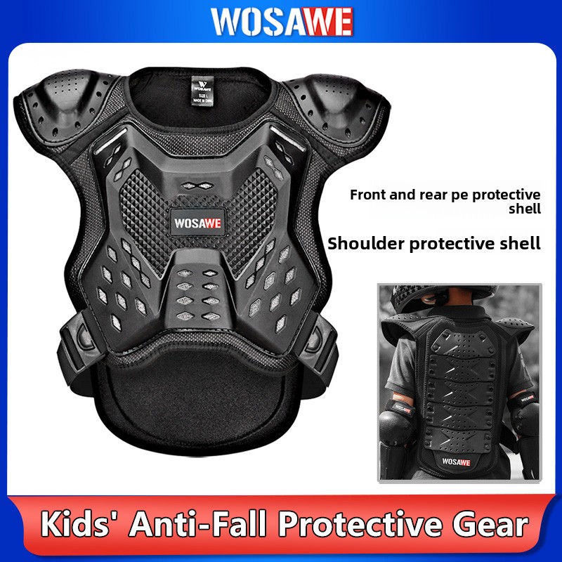 Motorcycle Gear Vest - เสื้อเกราะป้องกันร่างกายสำหรับมอเตอร์ไซค์ WOSAWE พร้อมแผ่นป้องกันหน้าอก หลัง และไหล่ ปรับได้
