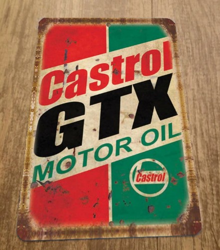 Castrol Oil Gtx - ป้ายโลหะติดผนังโฆษณา น้ำมันเครื่องแคสตรอล GTX แบบวินเทจ