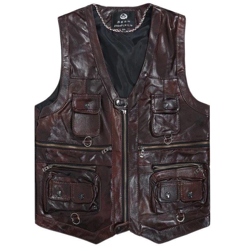 เสื้อกั๊กหนังแท้สำหรับผู้ชาย,  - Motorcycle Gear Vest บทวิจารณ์และราคา